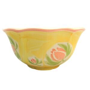 The Cellar Portugal SERVING BOWL Yellow Peach Green Floral 9.7" Macy's Exclusive